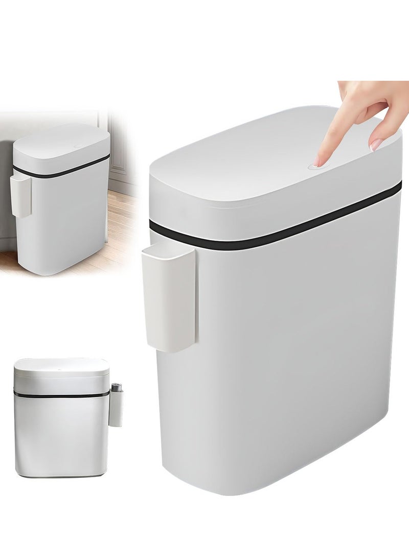 RATSAW 14L Plastic Trash Can Garbage Waste Baskets Bin with Press Top Lid and Storage for Home Kitchen Office  - Image 1