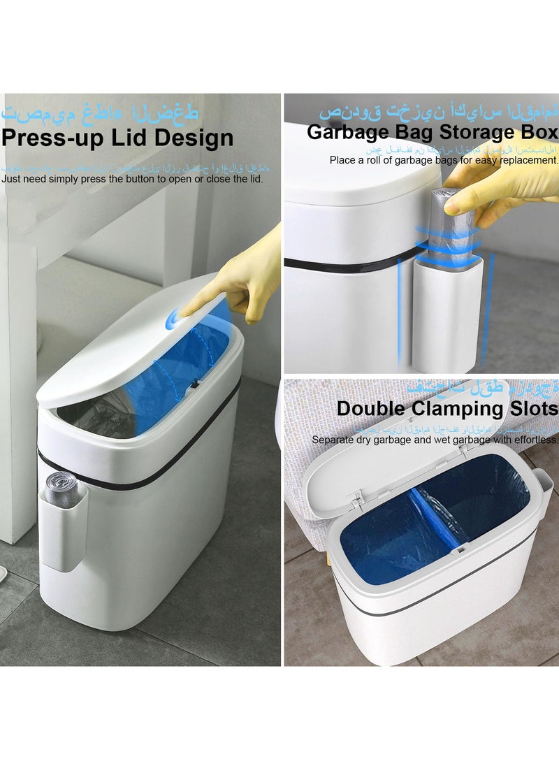 RATSAW 14L Plastic Trash Can Garbage Waste Baskets Bin with Press Top Lid and Storage for Home Kitchen Office  - Image 3