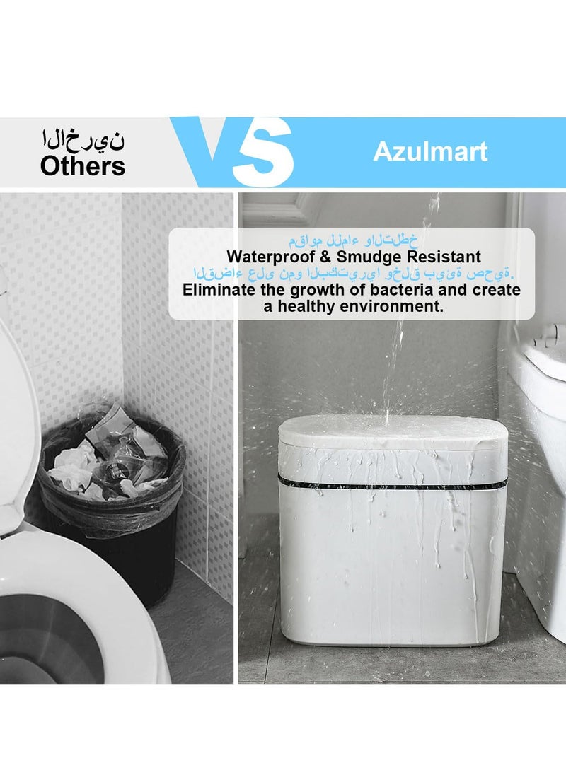 RATSAW 14L Plastic Trash Can Garbage Waste Baskets Bin with Press Top Lid and Storage for Home Kitchen Office  - Image 4
