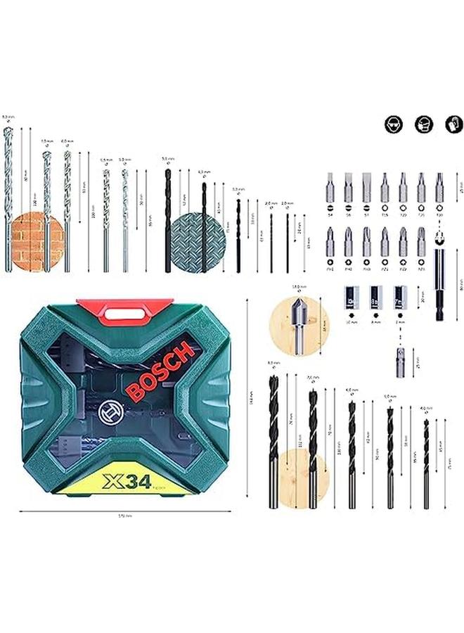 BOSCH 34 Piece X Line Classic Drill Bit And Screwdriver Bit Set For Most Common Screw Types - Image 4