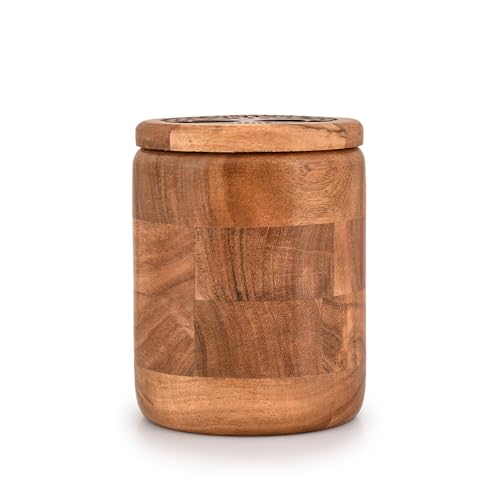 Kimona Food Jars Canisters for Kitchen Counter Wooden Food Storage Jars Tree Of Life Engraved on Lid Storage Container for Kitchen Coffee Flour 45 X 45 X 6 - Image 3