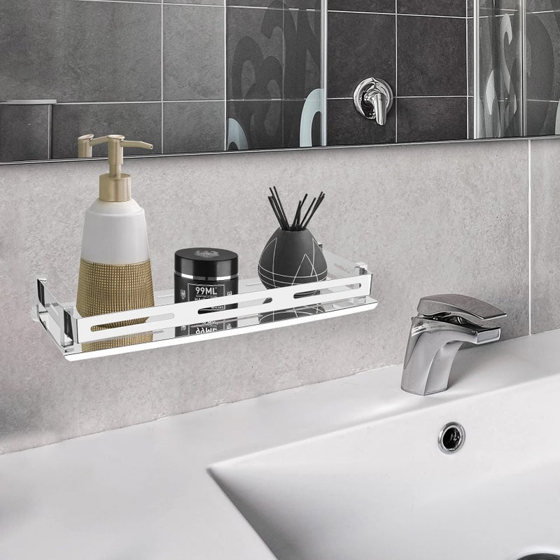 Plantex Rack for Bathroom Wall Mounted/Stainless Steel Shelf for Bathroom/Kitchen/Living Room with Railings/Bathroom Organiser (15x5 inches, Chrome) - Image 2