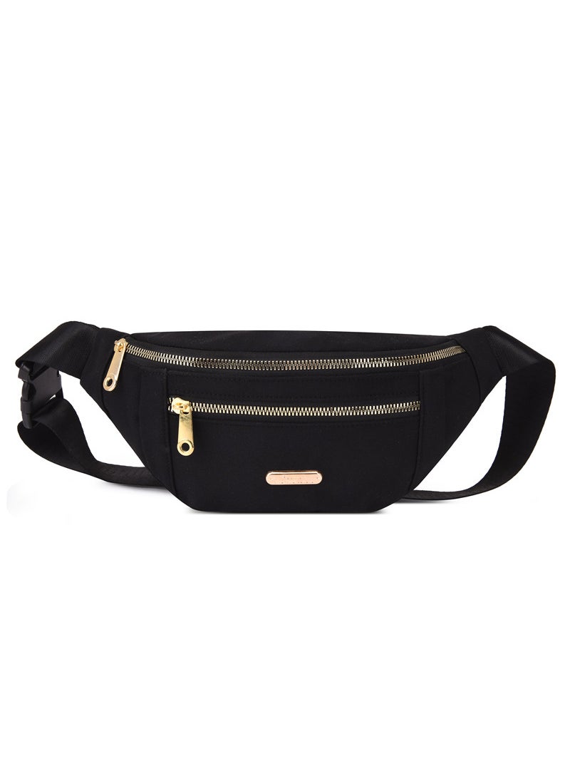Generic Fashion Laser Waist Pack Unisex Sporty PU Sling Bag Black 