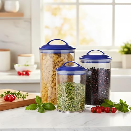 Reston Lloyd Food Storage Containers, BPA Free Airtight Canisters for Cereal, Pasta, Sugar, Coffee, Flour, Cookies, Loose Tea, for Kitchen Organization, Set of 3 by Reston Lloyd, Indigo - Image 5