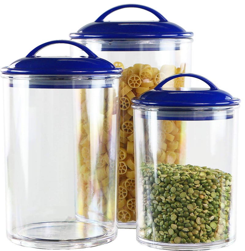 Reston Lloyd Food Storage Containers, BPA Free Airtight Canisters for Cereal, Pasta, Sugar, Coffee, Flour, Cookies, Loose Tea, for Kitchen Organization, Set of 3 by Reston Lloyd, Indigo - Image 1