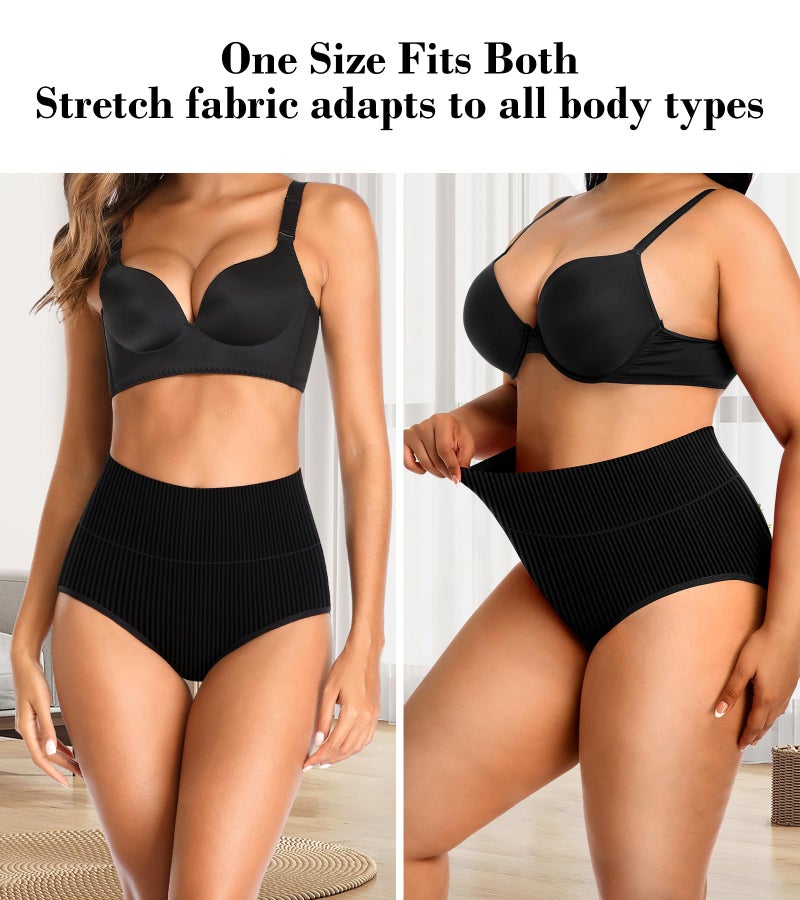 OPIBOO High Waisted Underwear Women Cotton Plus Size Tummy Control Postpartum Essentials Full Coverage Panties Stretch Comfortable Briefs Multicolored - Image 3