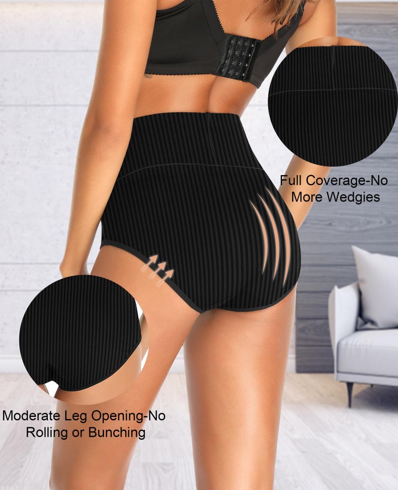 OPIBOO High Waisted Underwear Women Cotton Plus Size Tummy Control Postpartum Essentials Full Coverage Panties Stretch Comfortable Briefs Multicolored - Image 5