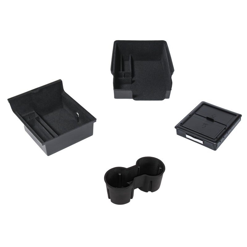 Carwiner 4 PCS Center Console Organizer and Cup Holder Insert Compatible With 20212023 Tesla Model 320212024 Model Y FlockedSilica Rubber Armrest Hidden Cubby Drawer Storage Box Accessories - Image 2