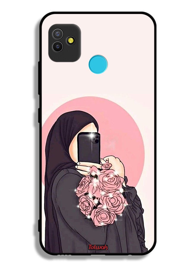 Tolwak Tecno Pop 5 Protective Case Cover Making Selfies While Holding Flowers Art - Image 2