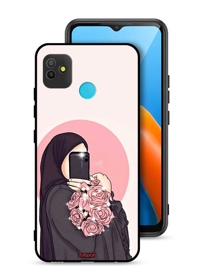 Tolwak Tecno Pop 5 Protective Case Cover Making Selfies While Holding Flowers Art - Image 1