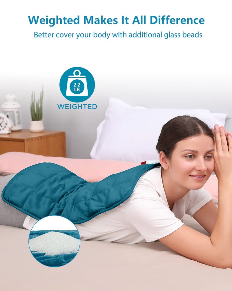Comfytemp Weighted Heating Pad for Back & Period, FSA Eligible Electric Heat Pad, Valentines Day Birthday Gifts for Mom Dad Women Men, 2.2 lb HSA Approved Neck Shoulder Heated Pad, 2H Auto-Off, 12x24 - Image 3