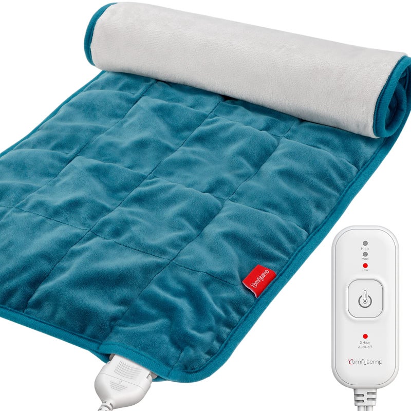 Comfytemp Weighted Heating Pad for Back & Period, FSA Eligible Electric Heat Pad, Valentines Day Birthday Gifts for Mom Dad Women Men, 2.2 lb HSA Approved Neck Shoulder Heated Pad, 2H Auto-Off, 12x24 - Image 1