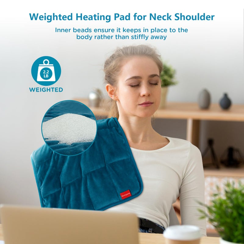 Comfytemp Weighted Heating Pad for Back & Period, FSA Eligible Electric Heat Pad, Valentines Day Birthday Gifts for Mom Dad Women Men, 2.2 lb HSA Approved Neck Shoulder Heated Pad, 2H Auto-Off, 12x24 - Image 4