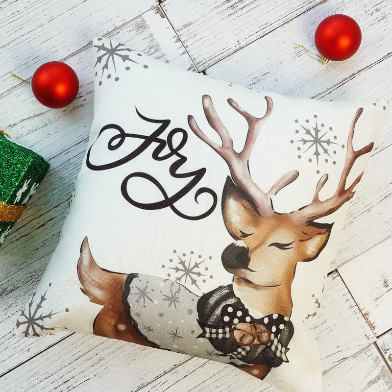 ONWAY ONWAY Christmas Stripes Pillow Covers 18x18 Set of 4 Snowman Reindeer Gloves Throw Pillows Winter Holiday Decoration Cushion Case for Sofa Couch Home Decor  - Image 5