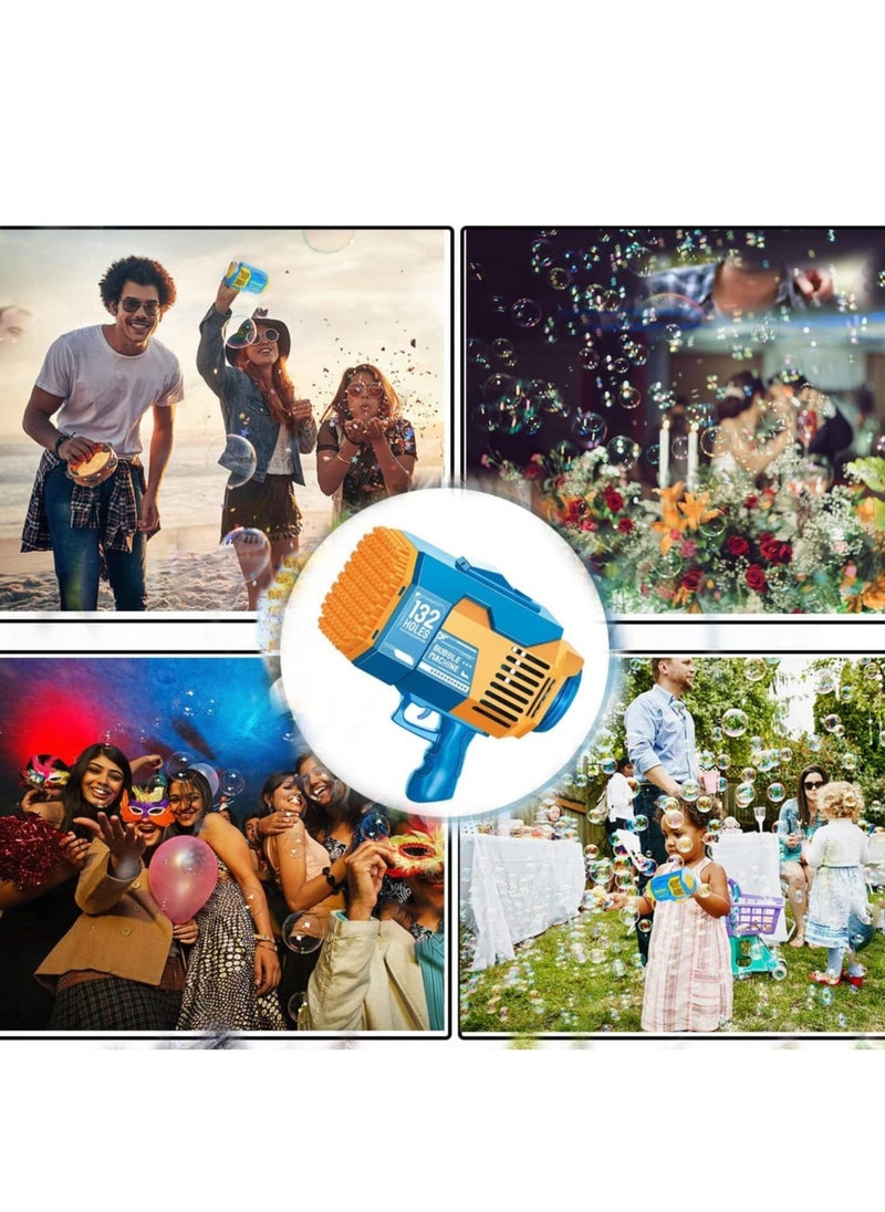 JAJEEK "New 132-Hole Gatling Bubble Gun with Colorful LED Lights | Electric Bubble Launcher with Bubble Liquid for Kids & Adults, Perfect for Outdoor & Indoor Parties, Weddings, and Gardens – Blue" - Image 5