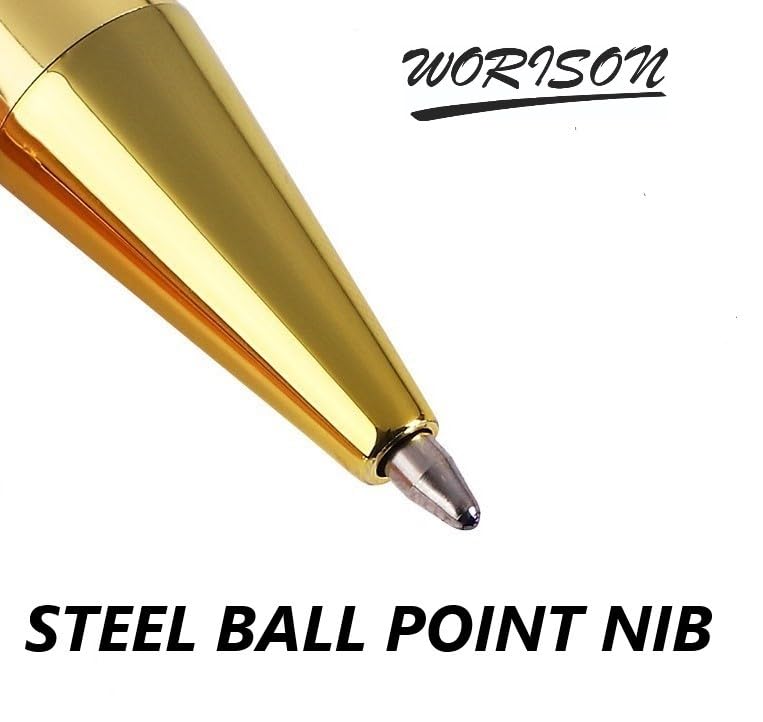 worison Elegant Slim Metallic Retractable Ballpoint Pens Smooth, Sturdy Ideal for Gifting (Golden, Pack of 1) - Image 4