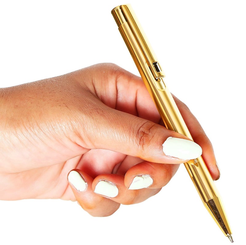 worison Elegant Slim Metallic Retractable Ballpoint Pens Smooth, Sturdy Ideal for Gifting (Golden, Pack of 1) - Image 3