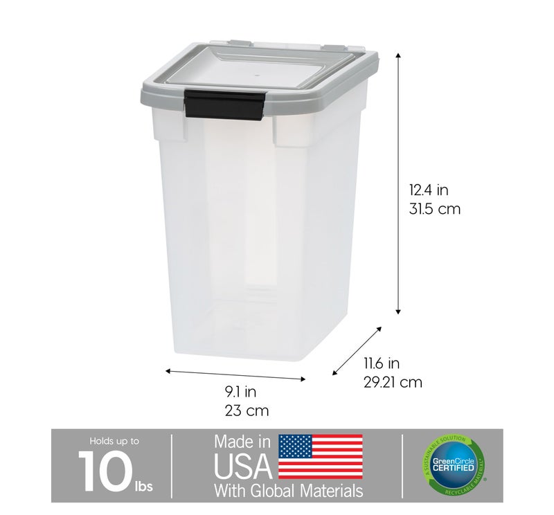 IRIS USA 10 Lbs / 12.75 Qt WeatherPro Airtight Pet Food Storage Container, for Dog Cat Bird and Other Pet Food Storage Bin, Keep Fresh, Translucent Body, BPA Free, Clear/Gray - Image 3