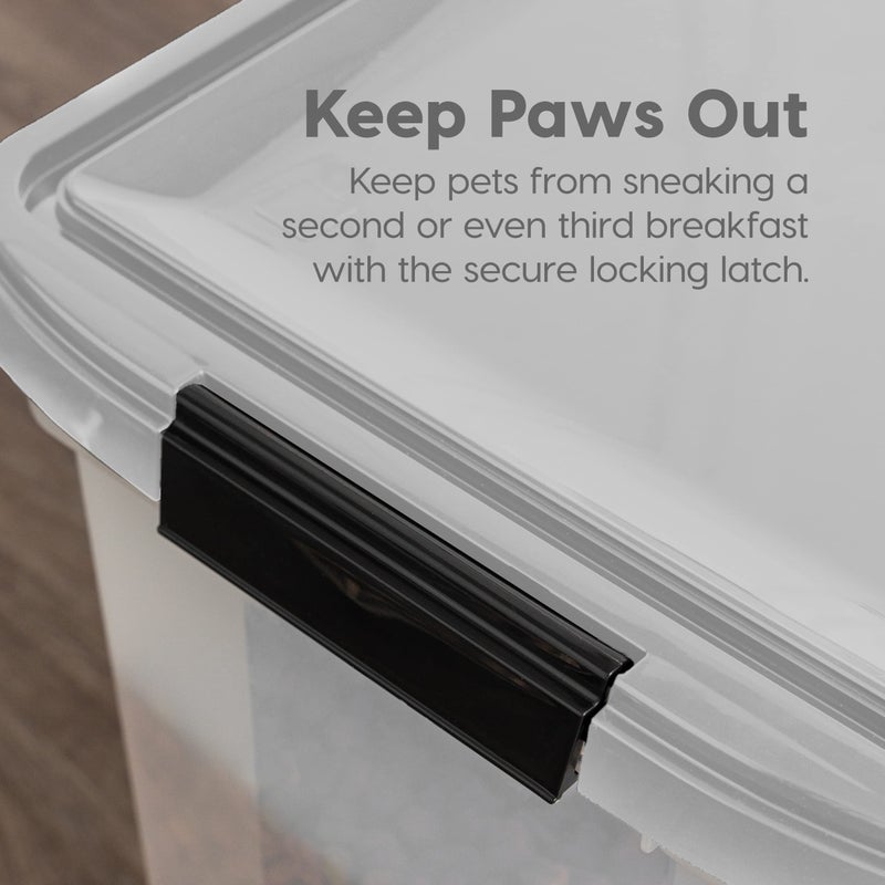 IRIS USA 10 Lbs / 12.75 Qt WeatherPro Airtight Pet Food Storage Container, for Dog Cat Bird and Other Pet Food Storage Bin, Keep Fresh, Translucent Body, BPA Free, Clear/Gray - Image 5