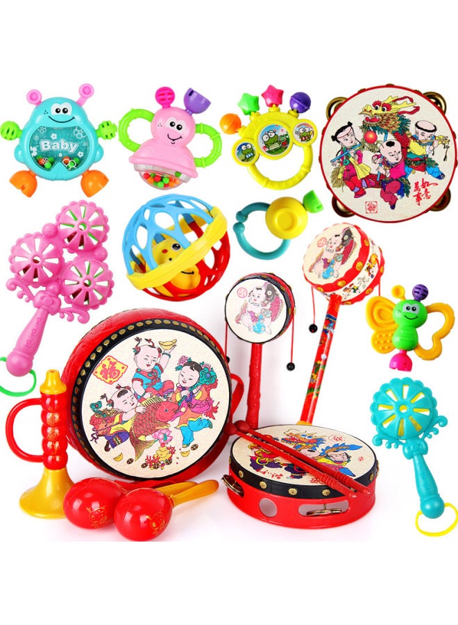 Baby Toys 0-1 Years Old Baby Rattle 0-3-6-12 Months Newborn Baby Hand Rattle Bed Hanging Toys-Color:Boiled Bear Drum Pink-bag - Image 2