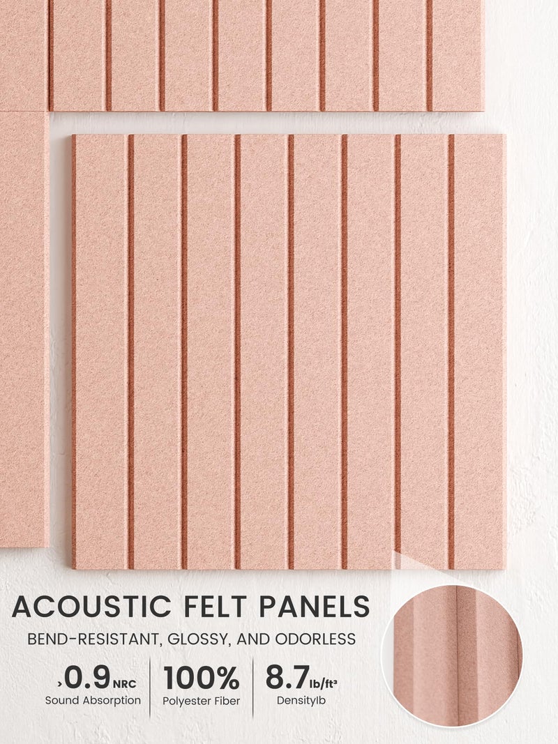 Bumusty Large Cork Board Alternative-48 x 36" Felt Bulletin Board Tiles, with 30 Pushpins, 70 Adhesive Tabs, Fine-Stripe 12-Pack, Cork Boards for Office Push Pin Board Felt Board-Pink - Image 3