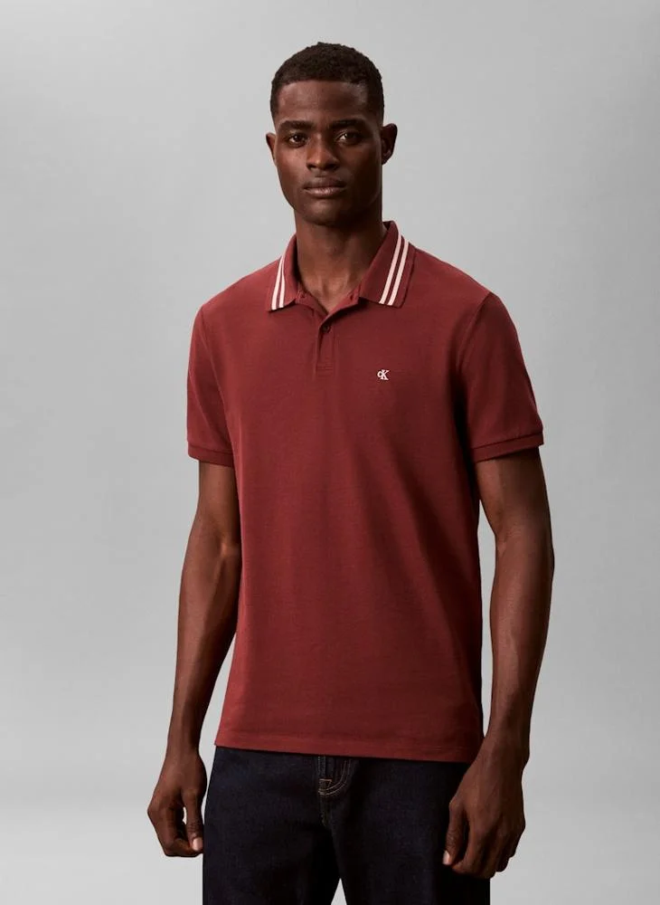Monogram Pique Tipped Polo Shirt