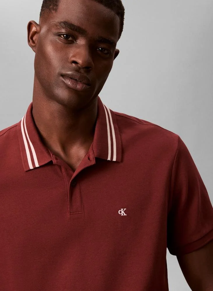 Calvin Klein Jeans  Monogram Pique Tipped Polo Shirt for Men | Best Price UAE