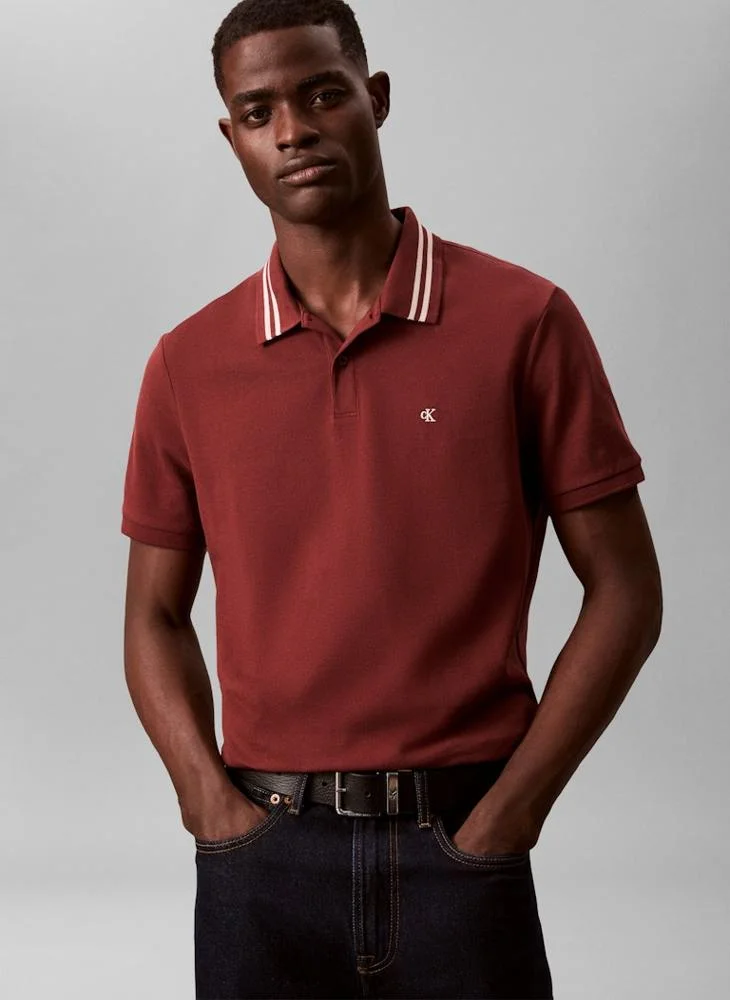Calvin Klein Jeans  Monogram Pique Tipped Polo Shirt for Men | Best Price UAE
