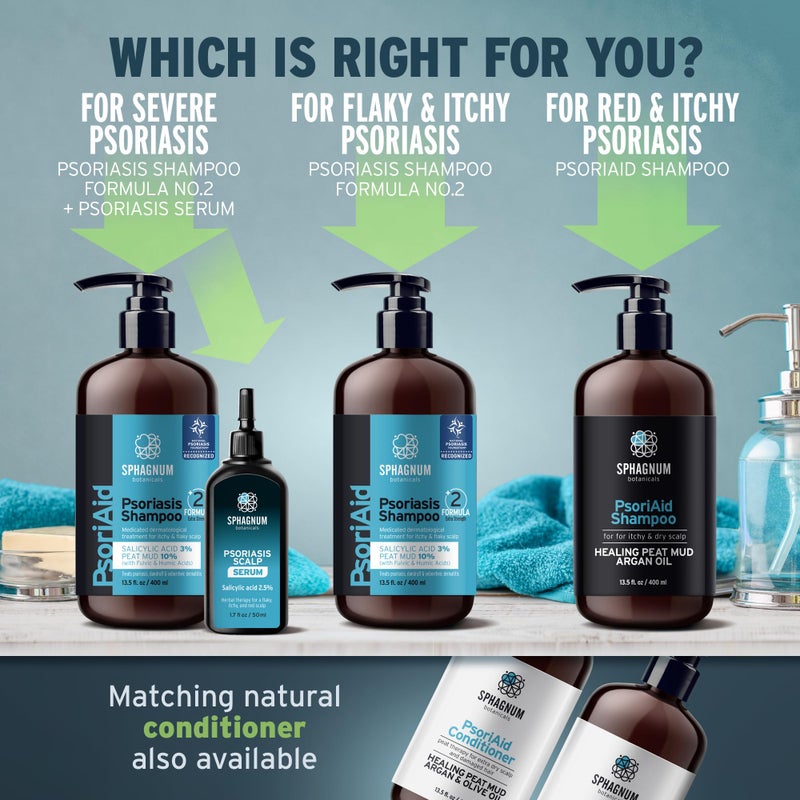 Sphagnum Botanicals Psoriasis Shampoo and Conditioner Set - Peat Mud Therapy for Red & Itchy Scalp with Tea Tree Oil, No Coal Tar. For Both Men and Women. 2 x 13.5 Oz - Image 4