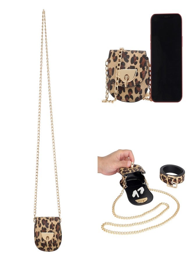 Ayliss Women Fanny Waist Bag Small Fanny Pack Mini Belt Purse Bag PU Leather Crossbody Sling Bag Pouch Fashion Chain Bag, Leopard, XXS - Image 4