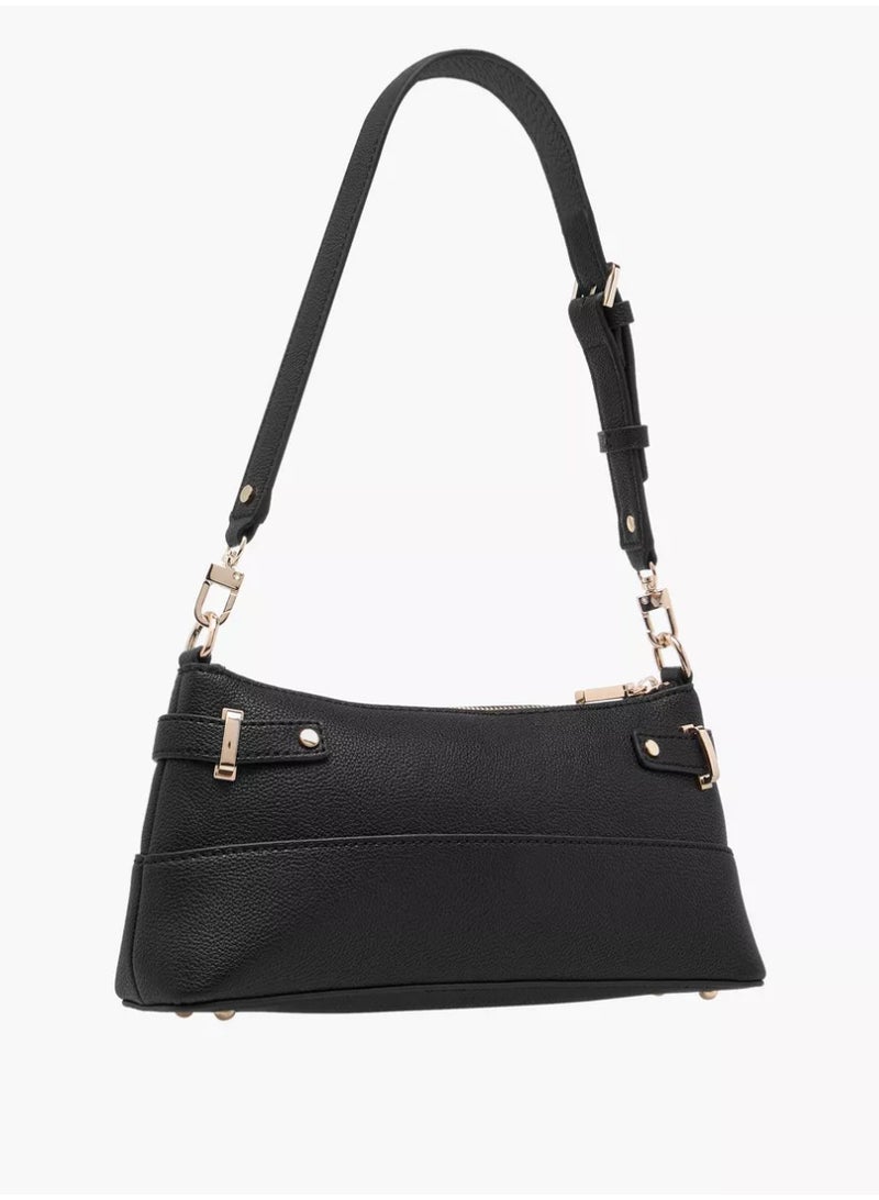 Guess Silvye Textured Shoulder Bag with Zip Closure - Image 4