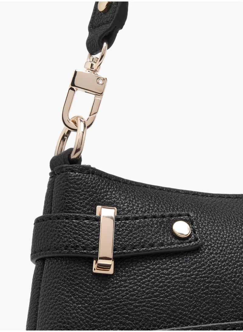 Guess Silvye Textured Shoulder Bag with Zip Closure - Image 5