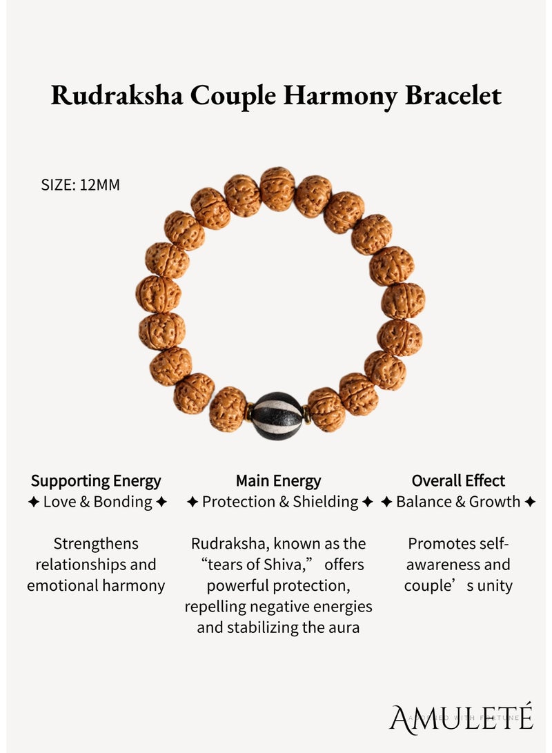 نجمة ولاء اسوارة الزوجين رودراكشا – اساور بودي طبيعية للرجال والنساء، طاقة حماية وتوازن روحي ورمز الحب، هدية مثالية للأزواج - Image 2