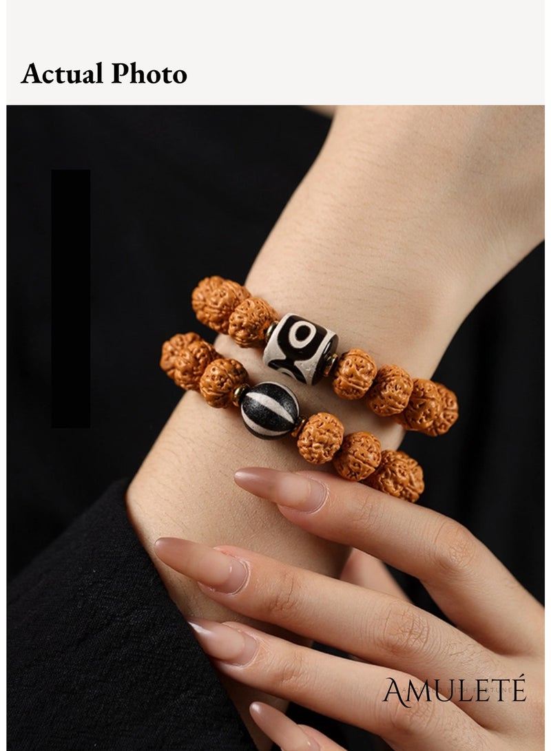 نجمة ولاء اسوارة الزوجين رودراكشا – اساور بودي طبيعية للرجال والنساء، طاقة حماية وتوازن روحي ورمز الحب، هدية مثالية للأزواج - Image 4