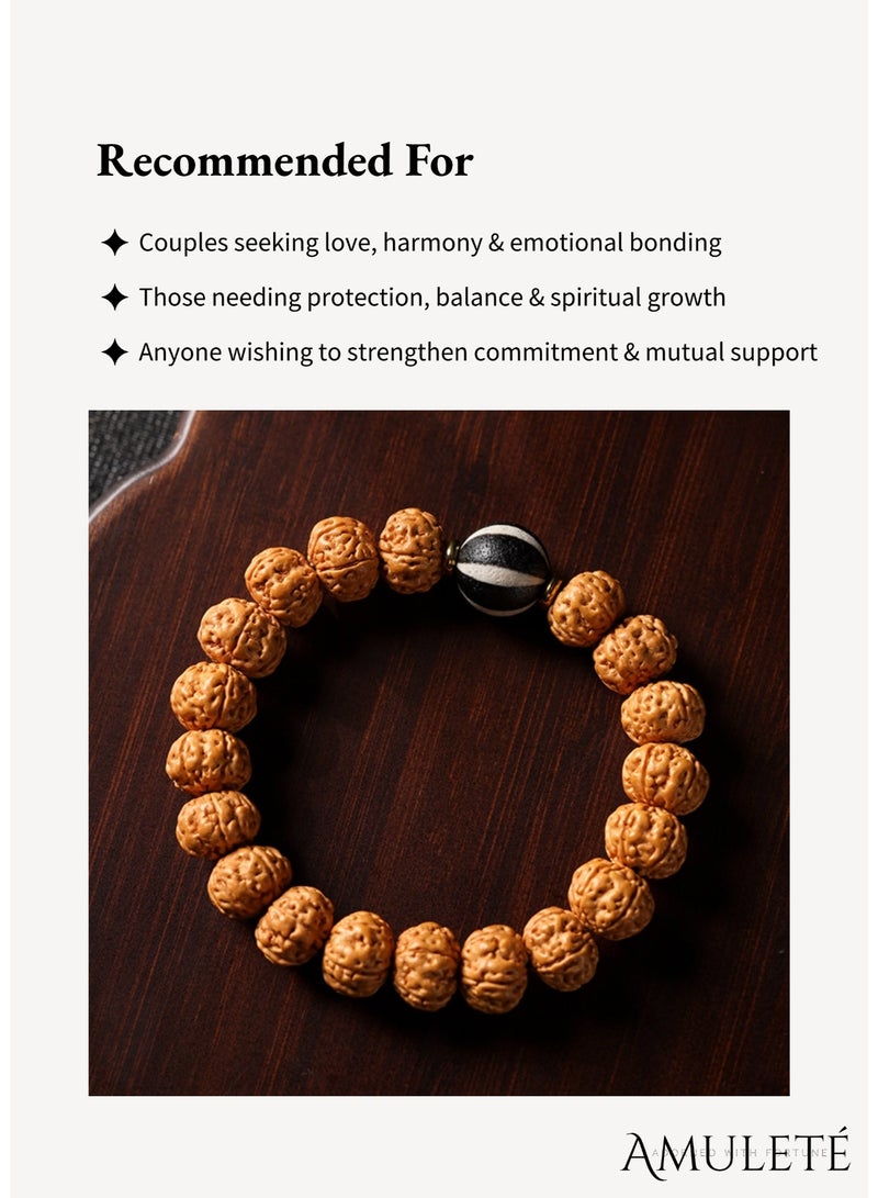 نجمة ولاء اسوارة الزوجين رودراكشا – اساور بودي طبيعية للرجال والنساء، طاقة حماية وتوازن روحي ورمز الحب، هدية مثالية للأزواج - Image 3