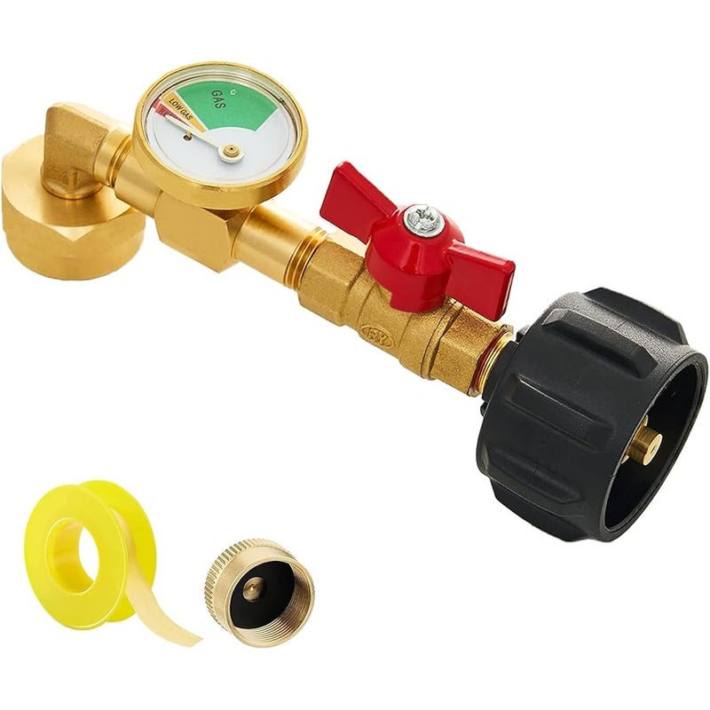 UJW Propane Refill Adapter with Valve and Gauge,Fill 1 lb Bottles from 20 lb Tank,Fits QCC1 / Type1 Propane Tank and 1 lb Throwaway Disposable Cylinder Propane Bottle Connector - Image 1
