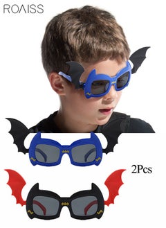 Colorful Polarized Kids Sunglasses - UV Protection, Cartoon Bat Shape - 2 Pack, Suitable for Boys, Girls, and Children Age 3-12