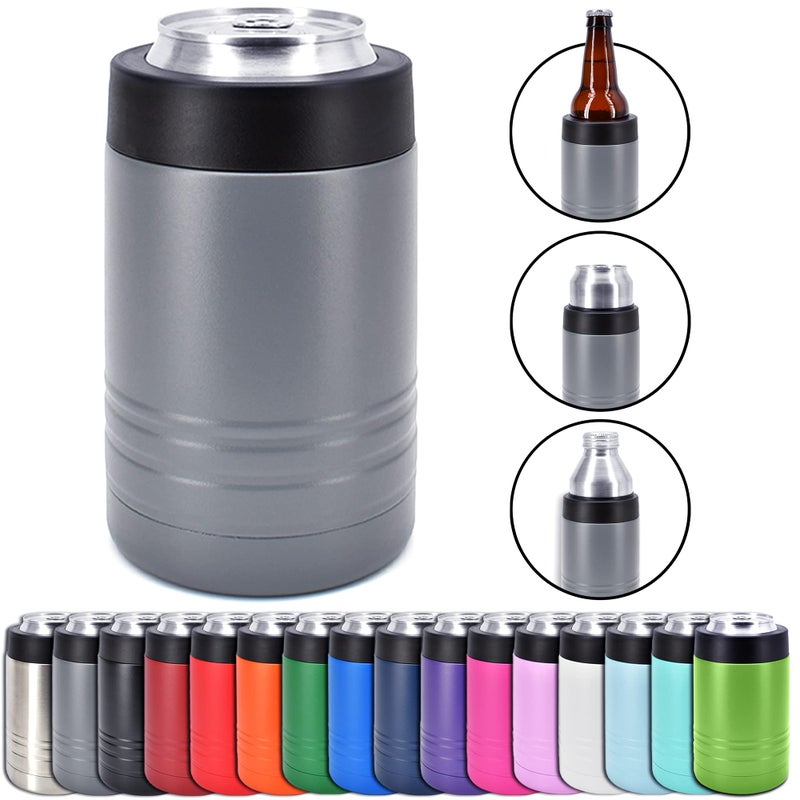 Clear Water Home Goo 4-in-1 Stainless Steel 12 oz Double Wall Vacuum Insulated Can or Bottle Cooler Keeps Beverage Cold for Hours - Also Fits 16 oz Cans - Powder Coated Dark Gray - Clear Water Home Goods - Image 1