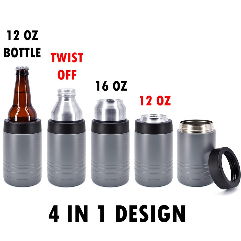 Clear Water Home Goo 4-in-1 Stainless Steel 12 oz Double Wall Vacuum Insulated Can or Bottle Cooler Keeps Beverage Cold for Hours - Also Fits 16 oz Cans - Powder Coated Dark Gray - Clear Water Home Goods - Image 3