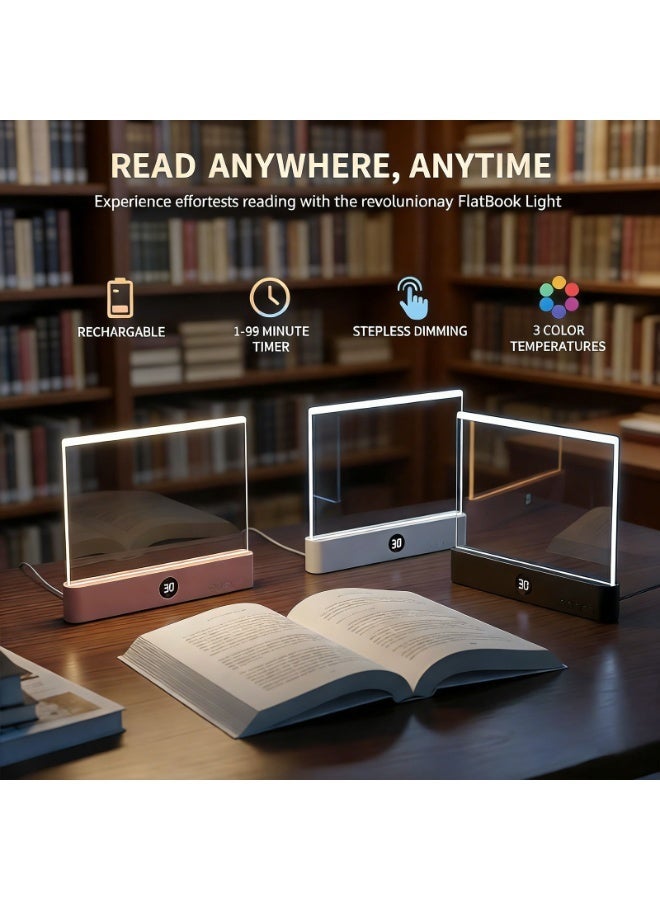  TCCHDM ضوء الكتاب القابل لإعادة الشحن LED Reading Flat Clip on Night Light with 3 Colors & Timer Lamp for in Bed -Gifts for Readers Loovers Kids Women Men (باللغة الإنجليزية) - Image 3