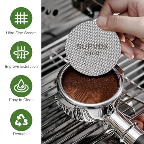 Supvox® 51mm Reusable Puck Screen for Espresso Portafilter 1.7mm Thickness 150m 316 Stainless Steel Screen Filter Basket Compatible with Espresso Machine - Image 3