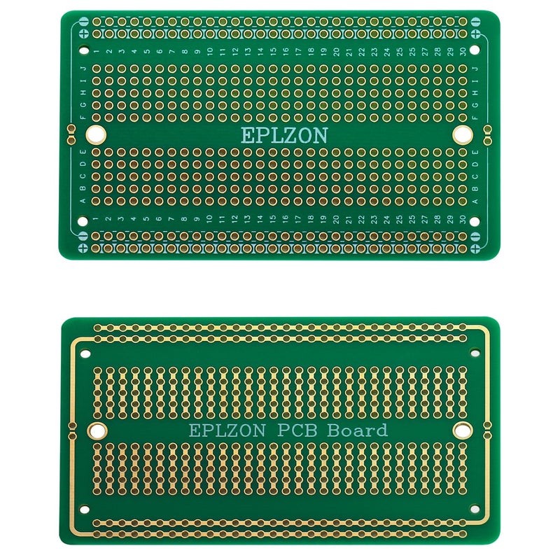 Generic EPLZON Solderable Breadboard PCB Board Gold-Plated Solder Breadboard for DIY Electronics Projects Apply to Arduino Soldering Projects 3.5"x2.05" (5 Pack + 2 Mini Board, Green)  - Image 2