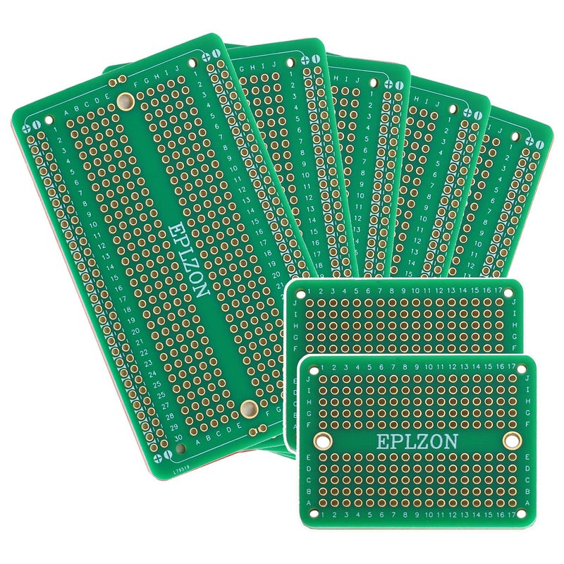 Generic EPLZON Solderable Breadboard PCB Board Gold-Plated Solder Breadboard for DIY Electronics Projects Apply to Arduino Soldering Projects 3.5"x2.05" (5 Pack + 2 Mini Board, Green)  - Image 1