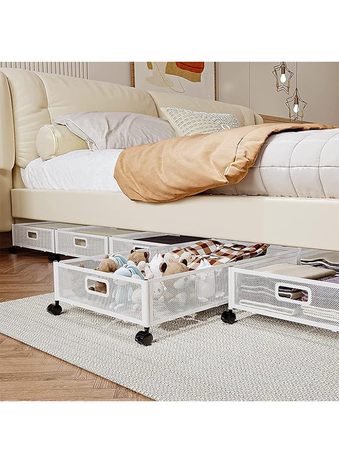 Underbed Organizer,2-Piece,Shoe Organizer with Wheels,Underbed Organizer Drawer for Clothes/Blankets/Bedding(White) - Image 3