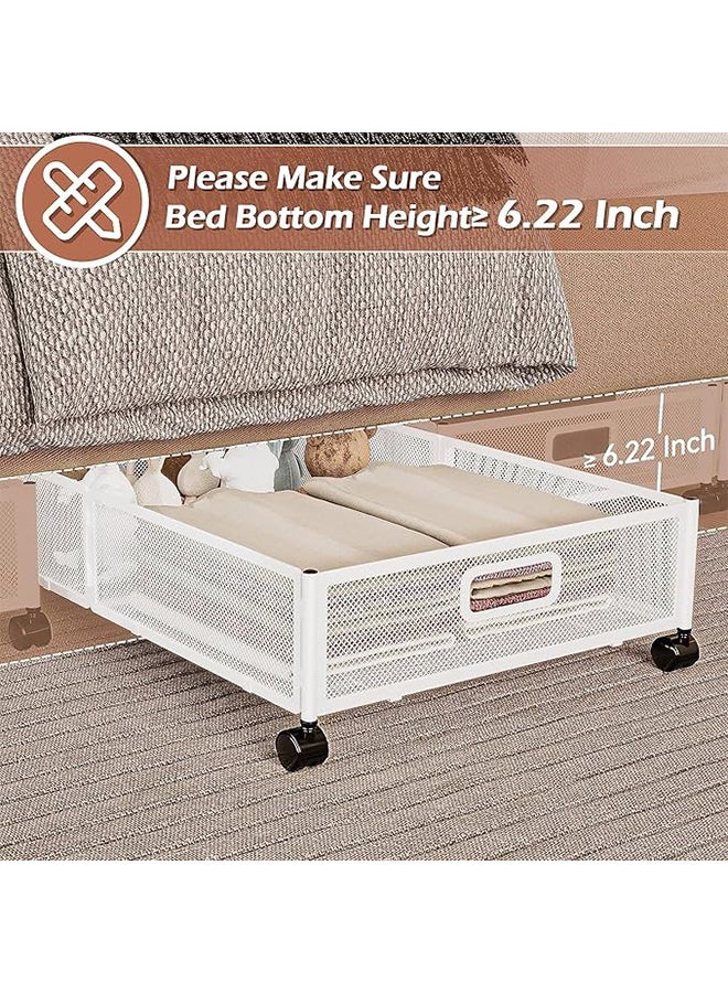 Underbed Organizer,2-Piece,Shoe Organizer with Wheels,Underbed Organizer Drawer for Clothes/Blankets/Bedding(White) - Image 2