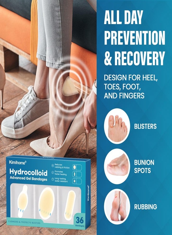 Kimihome Gel Blister Bandages Hydrocolloid Bandages, Kimihome 36ct Blister Bandages for Heel, Blister Pads for Prevention & Recovery Water Resistant - Variety Pack - Image 3