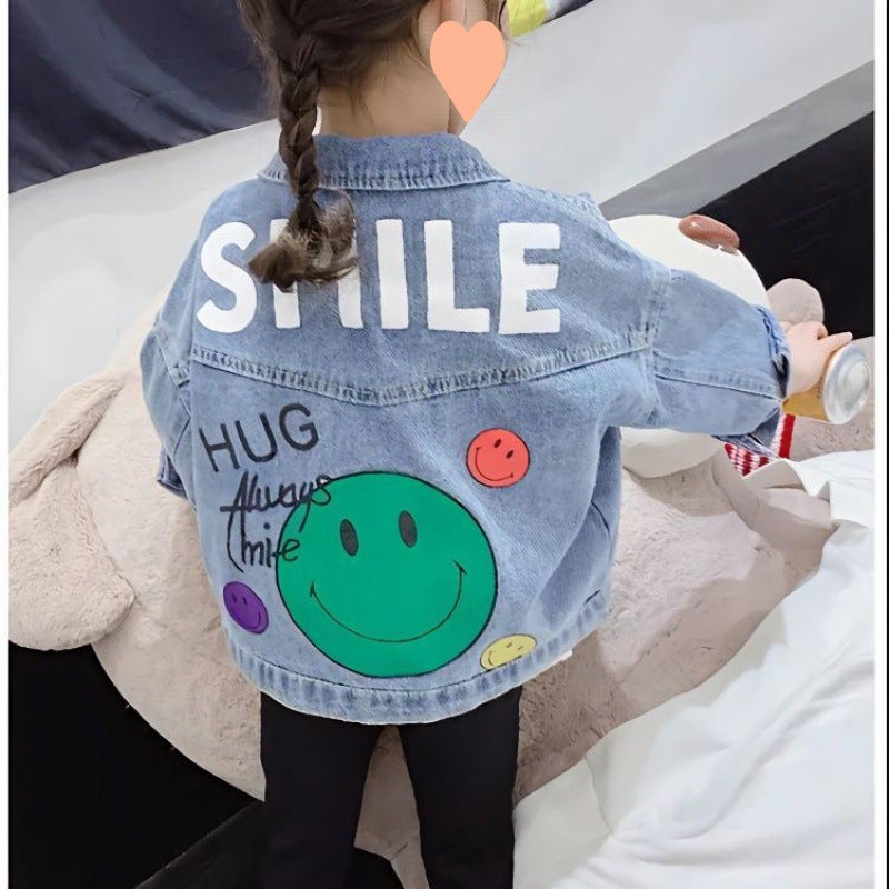 2024 New Girls' Cute Comfortable Retro Flower Denim Jacket For Middle And Big Children'S Stylish Denim Jacket - Image 2