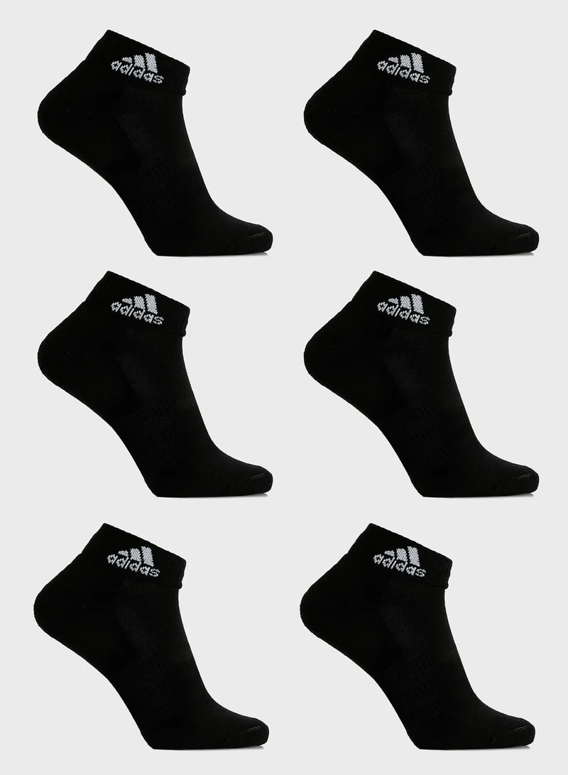 adidas مجموعة جوارب بطول الكاحل مكونة من 6 ازوج