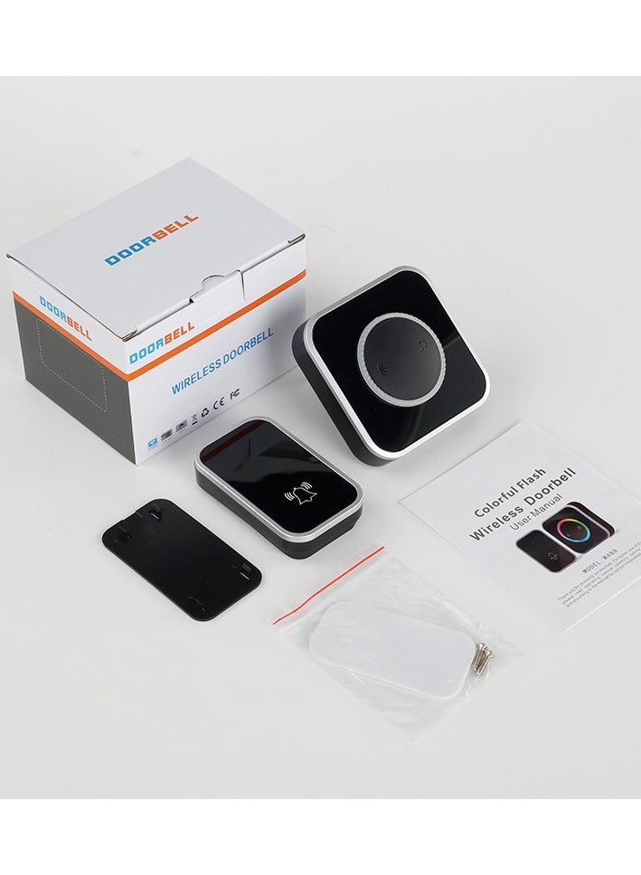 Wireless Doorbell, Waterproof Door Bell with 45 Melodies and Led Flash,1 Remote Buttons & 1 Receiver (Black) - Image 4
