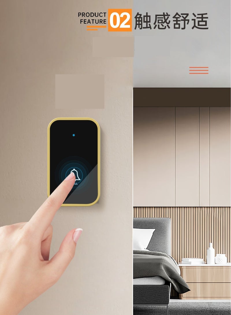 Wireless Doorbell, Waterproof Door Bell with 45 Melodies and Led Flash,1 Remote Buttons & 1 Receiver (Black) - Image 5